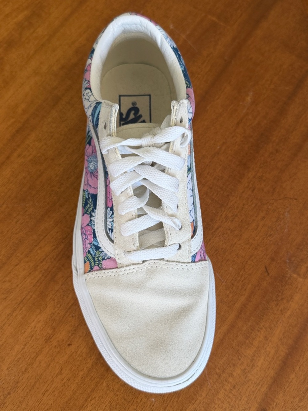 Vans Cream Low-Top Sneakers with Floral Panels - Picture 6 of 14